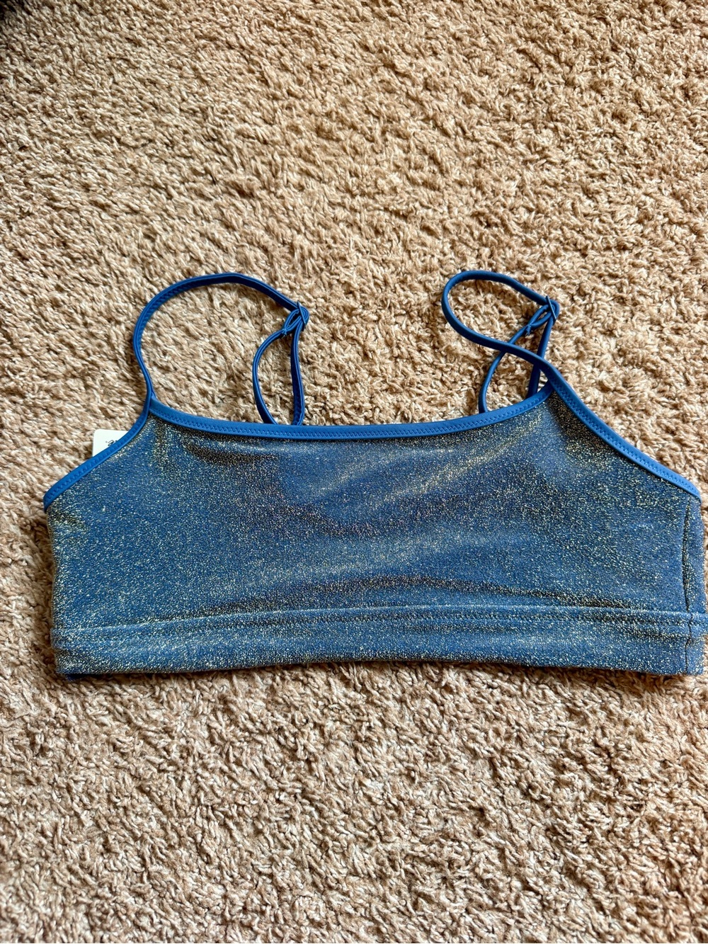 Aerie Shimmer Blue Gold Swim Top Bralette Swimsuit 2 Piece